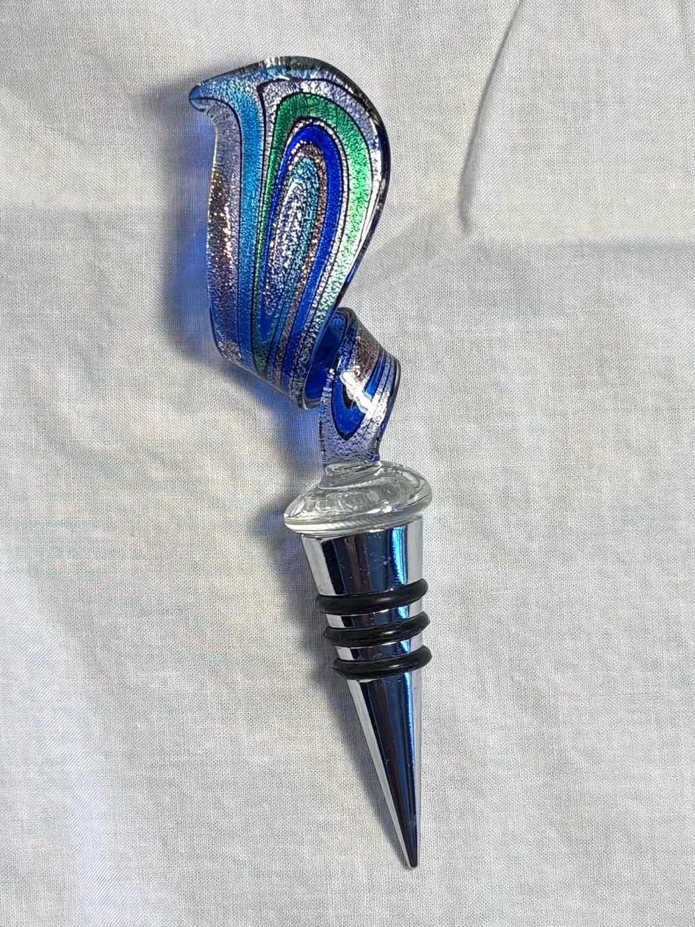 Murano-style blown glass bottle stopper